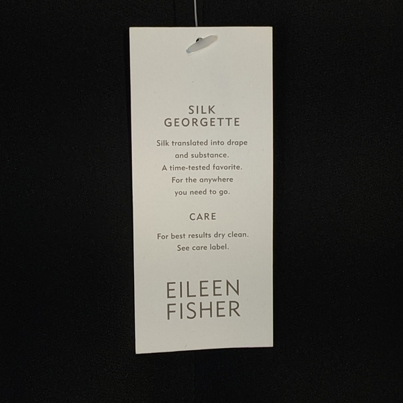 NWT Eileen Fisher Georgette Black Wide Leg Pant - Picture 6 of 8